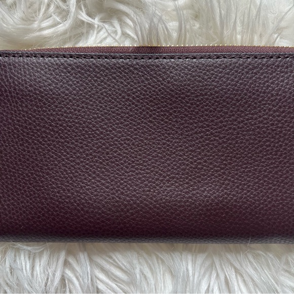 Coach Oxblood Pebbled Leather F16612 Plum Purple Maroon Accordion Zip Wallet 🍇 - Picture 9 of 13